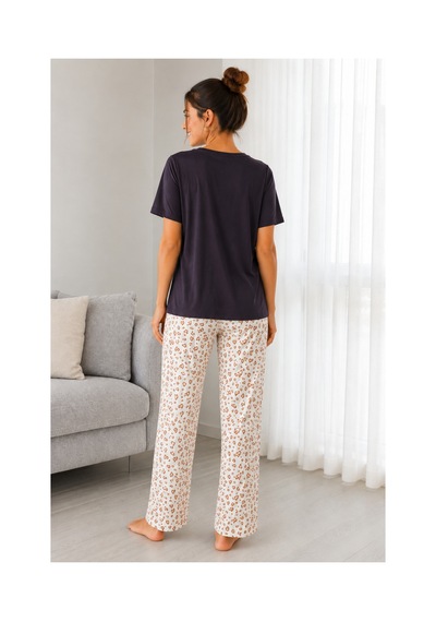 Mixxtrend Kadın Pamuklu Kalp Desenli Pijama Takımı Çok Renkli