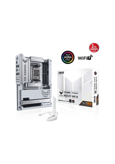 Asus Mb Tuf Gamıng B850-btf Wıfı W Amd B850 Am5 Ddr5 8000 Dp Hdmı 3x M2 Usb3.2 Wifi 7 + Bt Aura Rgb 2.5gbit Lan Atx 14+2+1 Güç Aşamaları, Anakart Arka