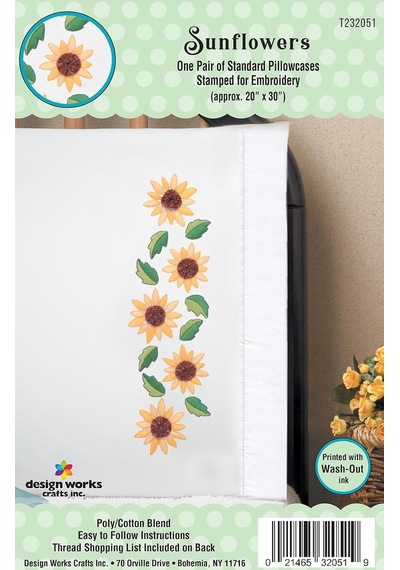 Lexroo Tobin Damgalı Yastık Kılıfları, Ayçiçeği Yo, 50,8 Cm X 76,2 Cm Nakış Seti Çok Renkli