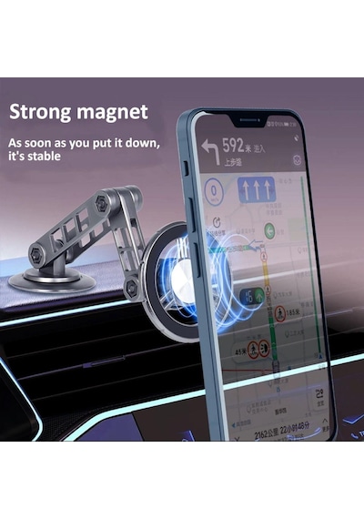 Metal Telefon Tutucu Katalanabilir 360 Dönen Manyetik Mıknatıslı Araç Telefon Tutucu