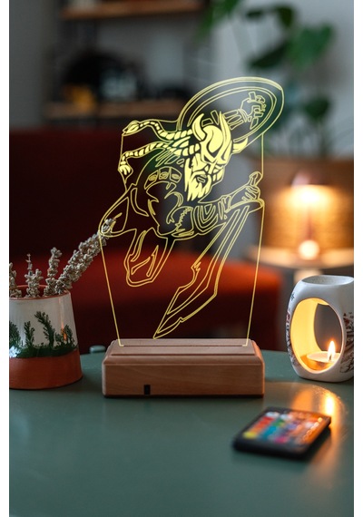 Özel Tasarım 3D Kılıç Ve Kalkanlı Viking Led Lamba