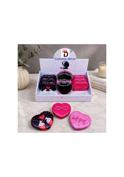 10 Adet Cep Aynası Kalpli Love Tasarımlı Mini Makyaj Aynası, Cep Mirror, Compact Pocket Mirror Sarı