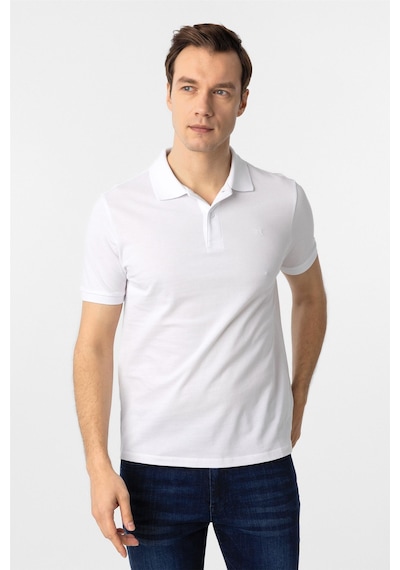 Süvari Beyaz Slim Fit Düz Polo Yaka Tişört Beyaz