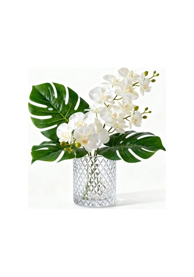 Paşacam Kristal Desenli Mini Vazo 10cm Genişlik X 10cm Uzunluk Mumluk Beyaz