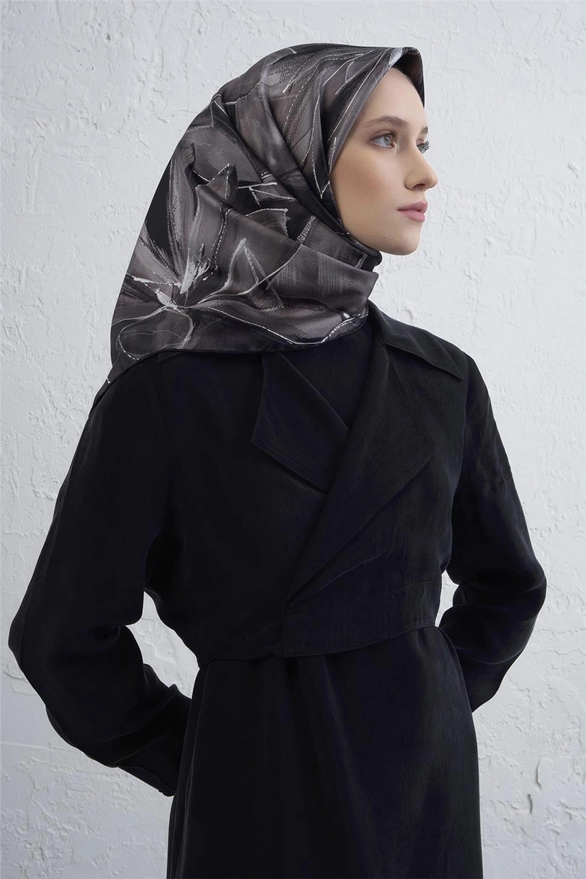 Armine Saf İpek Sura Eşarp 9406d 59 Gri