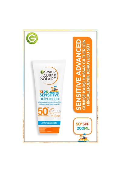 Garnier Ambre Solaire Çocuk Sensitive Advanced Güneş Koruyucu Süt SPF 50+ 200 ML
