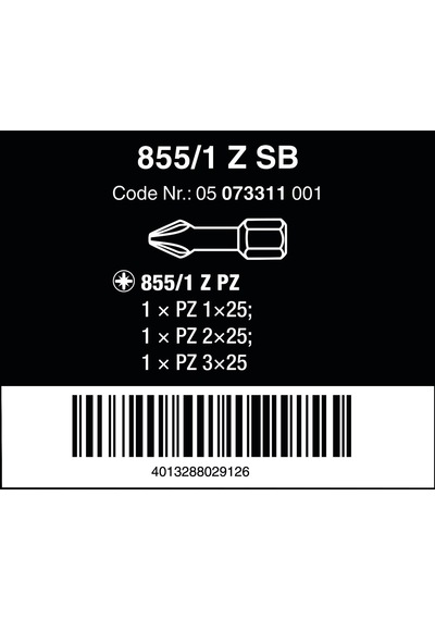Wera 855/1 Z Uç Seti Sb, Pz 1 - 3 X 25 Mm , 05073311001 3 Adet