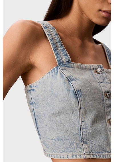 Calvin Klein % 100 Pamuk Logolu Şeritli Kot Askılı Bluz Bayan Bluz Lv047g728g Yp3 Açık Mavi Calvin Klein % 100 Pamuk Logolu Şeritli Kot Askılı Bluz Bayan Bluz Lv047g728g Yp3 Açık Mavi