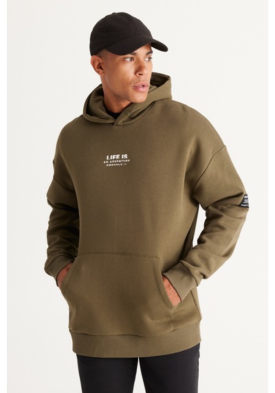AC&Co / Altınyıldız Classics Erkek Hakı Oversize Fit Bol Kesim Kapüşonlu İçi Polarlı Pamuklu Sweatshirt Haki AC&Co / Altınyıldız Classics Erkek Hakı Oversize Fit Bol Kesim Kapüşonlu İçi Polarlı Pamuklu Sweatshirt Haki