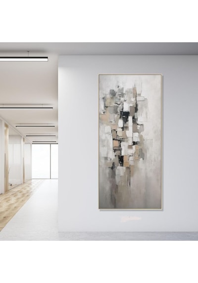 Soyut Büyük Boy El Yapımı Yağlı Boya Tablo 75x135cm