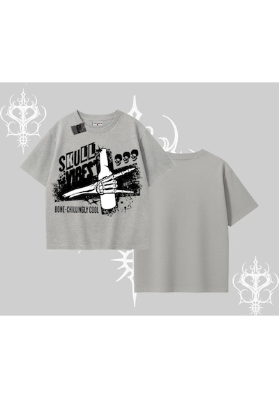 Tarzsokak Oversize Tshirt Skull Impact Bone Chilling Street Icon Gri