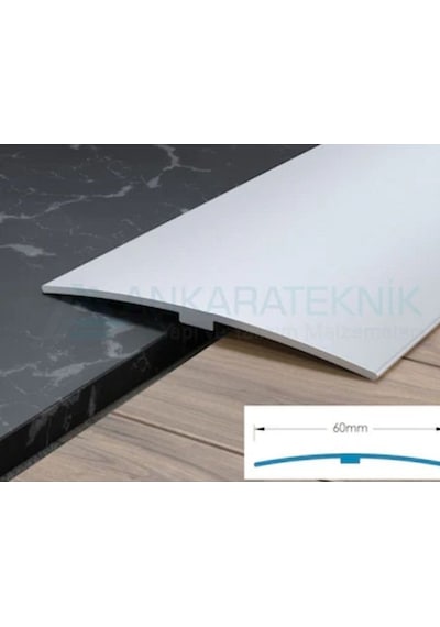 Geniş Alüminyum 6 Cm Kapı Eşik Profili, Parke Çıtası, Kapı Eşiği, Mat Gümüş Gri 90 Cm