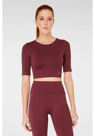 Jerf Naples Kısa Kol Crop Top Econyl Bordo