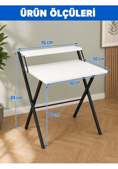 Bodo Metal Ayaklı Laptop Masası Katlanır Çalışma Masası Raflı Masa Katlanır Laptop Sehpası Siyah - Beyaz Bodo Metal Ayaklı Laptop Masası Katlanır Çalışma Masası Raflı Masa Katlanır Laptop Sehpası Siyah - Beyaz