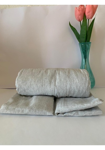 Battal Boy Yastıklı Çarşaf Takımı %100 Pamuklu 180x200 Griaçık