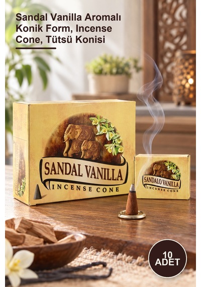 10 Adet Konik Tütsü Sandal Vanilla Aromalı Konik Form, Incense Cone, Tütsü Konisi
