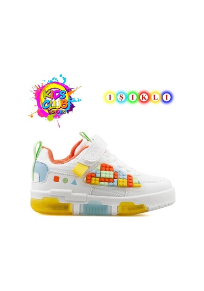 Cool Legos Işıklı Ortopedik Taban Unisex Çocuk Spor Ayakkabı Beyaz
