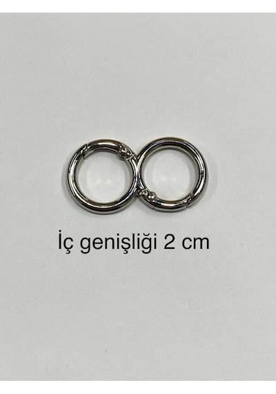 Karantuhafiye Çanta Halkası Yaylı İkili Model 2 Cm Gümüş Gümüş