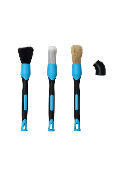 3'lü Premium Mavi Detay Temizlik Fırçası Değiştirilebilir Başlık Set