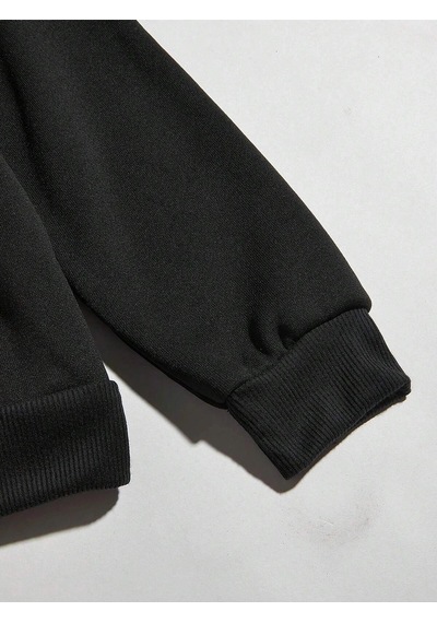 Startmore Galaxy Özel Baskılı Oversize Kapüşonlu Sweatshirt Siyah Siyah