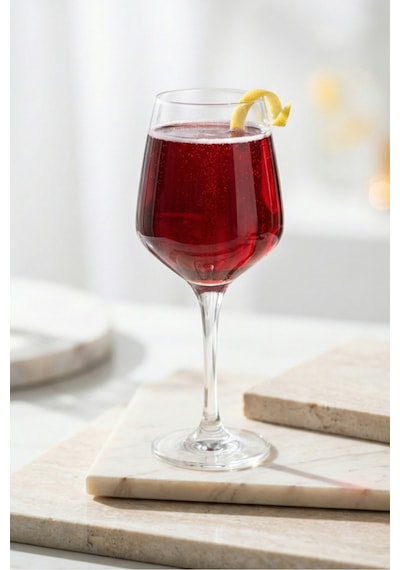 Lav Lal Cam Goblet 6'lı 400 ml Ayaklı (Şarap Kadehi , Kokteyl Bardağı)