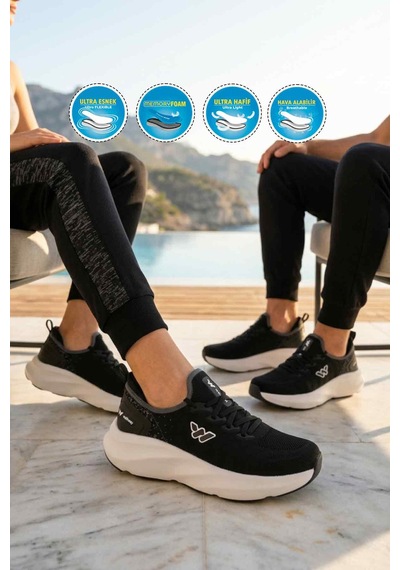 Walkway Flexnova G Siyah-beyaz Memory Foam Unisex Spor Ayakkabı SİYAH-BEYAZ