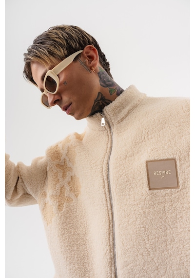 Respire Erkek Abstd Zip Oversize Teddy Ceket Ekru