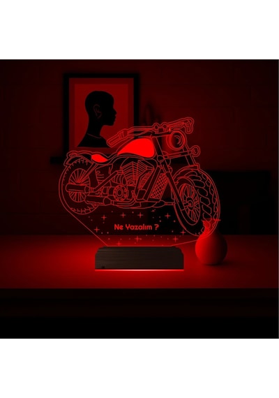 Luvivia Motosiklet Motor Harley Kişiye Özel 3d Lamba - Masa Gece Lambası Şeffaf