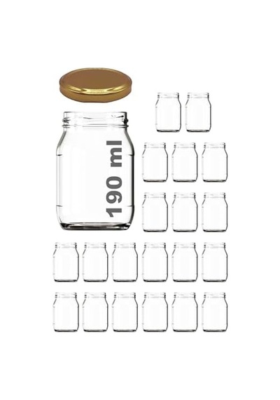 190 Ml Metal Kapaklı Konserve Kavanozu 190 Cc Şeffaf Bebek Mama Kavanoz 20 Adet Altın/gold 12 Izgara