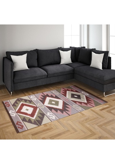 Bigghome Çift Taraflı Kilim, Makinede Yıkanabilir, Modern Desenli, 80 150 Cm, Sa1583b Desenli