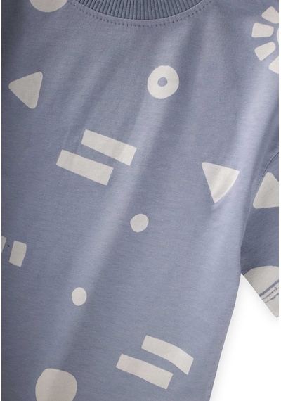 Cigit Desenli Kaprili T-shirt Takım 2-12 Yaş Mavi
