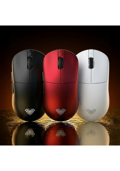 Aula V9 Ultra 42000 Dpı Paw3950 Sensör 8000hz Tri-mode Kablosuz Oyuncu Mouse Rgb Omron Switch Lightweight E-spor Gaming Mouse Kırmızı