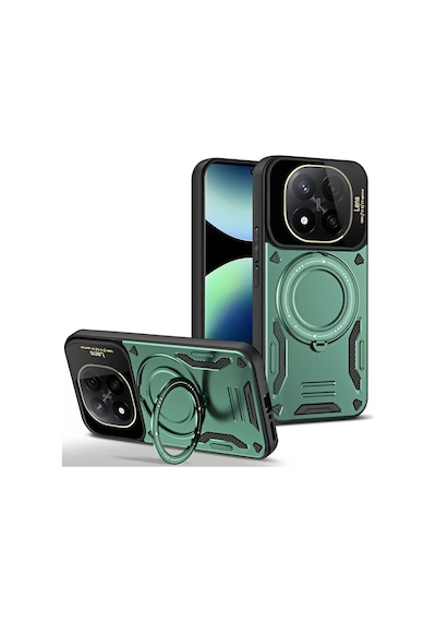Newface Xiaomi Redmi Note 14 Pro 4g Kılıf Joy Lens Standlı Kapak - Koyu Yeşil