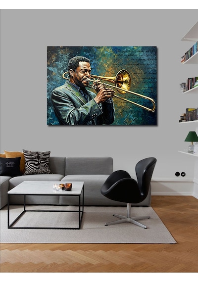 Kanvas Tablo Trombon Çalan Müzisyen