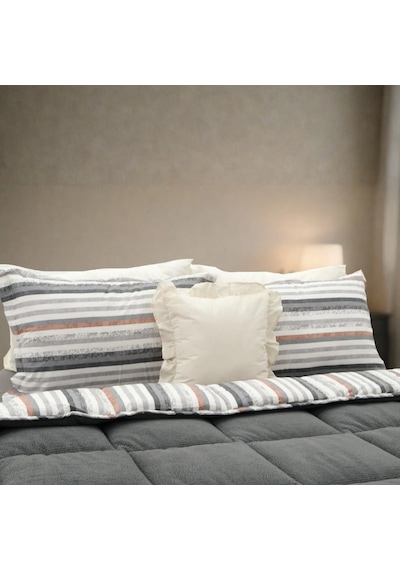 Sherpa Comforter Çift Kişilik Uyku Seti - Antrasit