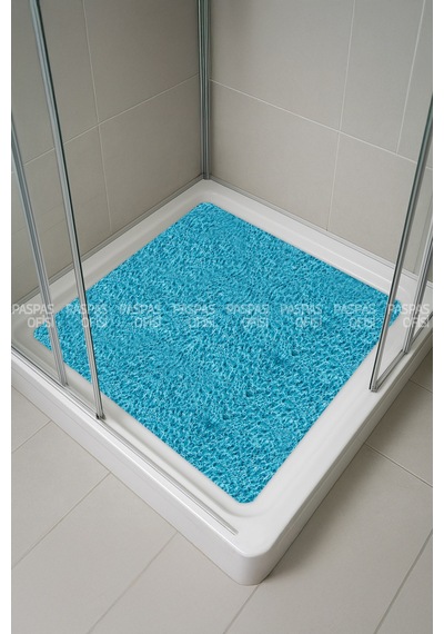 Banyo Paspası Duşa Kabin Paspası Su Sıçratmaz Paspas Kaydırmaz Paspas 50x50 Cm Turkuaz