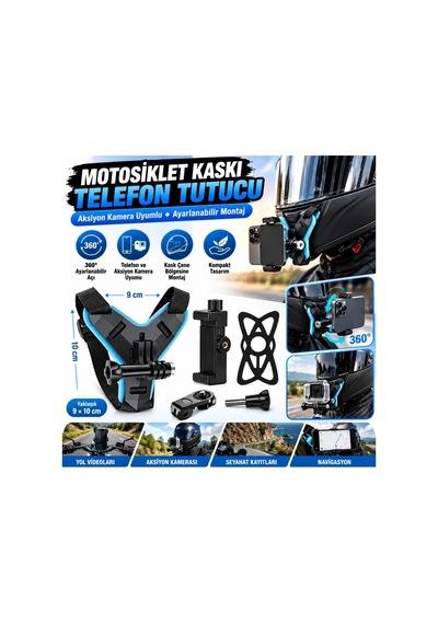 Ers Motorsiklet Kask Önü Takılan Telefon Tutucu Aksiyon Kamerası Takılabilen Aparat