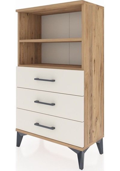 Arges Komodin 2 Raflı 3 Çekmeceli 60x30x106 Çam-aytaşı Atlas Çam