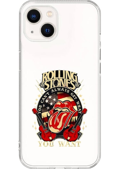 Apple Uyumlu iPhone 13 Mini Şeffaf Kılıf Rolling Stones Tasarımlı