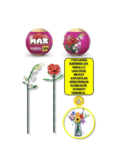 Max Uzun Yapı Blok Setli Çiçekler Gül Ve Zambak - Lütfen Dikkat 1 Adet Top Paket Gönderiliyor ..
