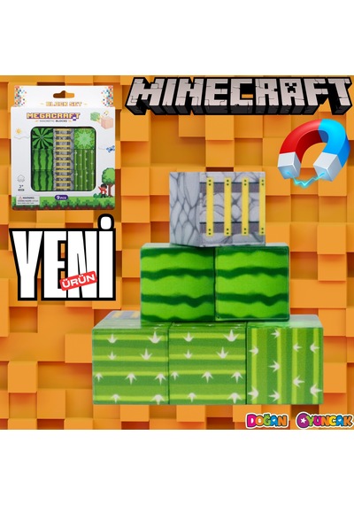 Minecraft Karpuz, Merdiven Ve Kaktüs Desenli Blok Manyetik Bloklar