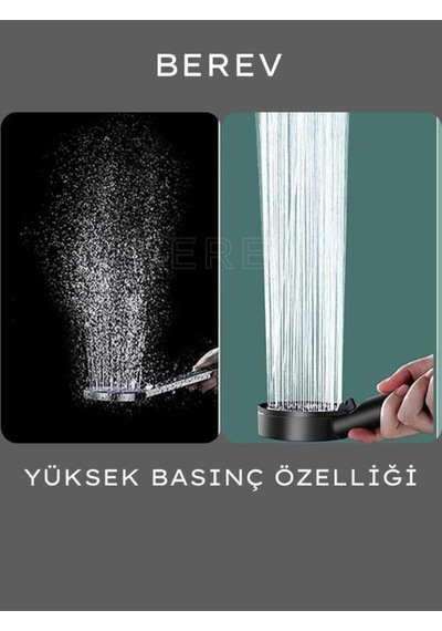 5 Fonksiyonlu Yüksek Basınçlı Ayarlanabilir Duş Başlığı Plastik Diğer