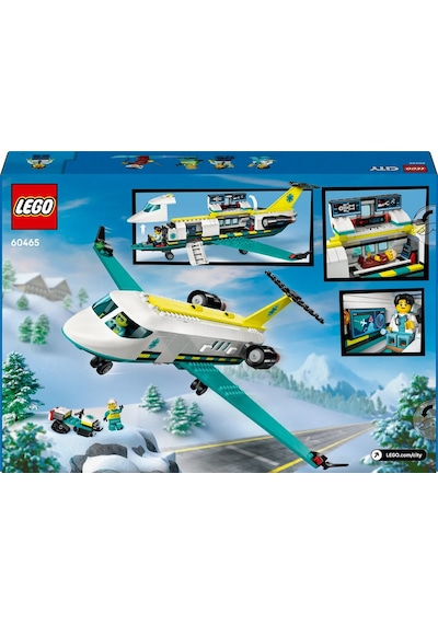 LEGO® City Acil Hava Ambulans Uçağı 60465 - 6 Yaş ve Üzeri Çocuklar için Kar Motosikleti İçeren Yaratıcı Oyuncak Yapım Seti (403 Parça)