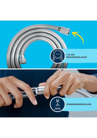Grohe Vitalio Comfort 110 El Duşu Seti, 110mm Kare 3 Akışlı, Masaj, Yağmur Ve Jet Duşu, Duş Başlığı Tutucu, 1 Çok Renkli