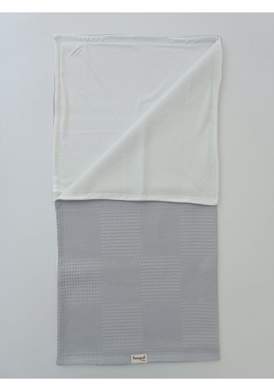 S.kahve Kız Erkek Bebek Battaniyesi Pike %100 Pamuklu Doğal Organik Uyku Çift Taraflı Örtü 86x86cm Gri