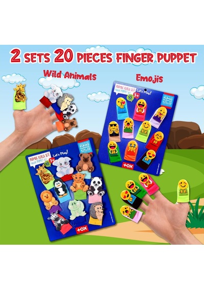2 Set - 20 Parça Tox Emojiler Ve Vahşi Hayvanlar Parmak Kukla T10