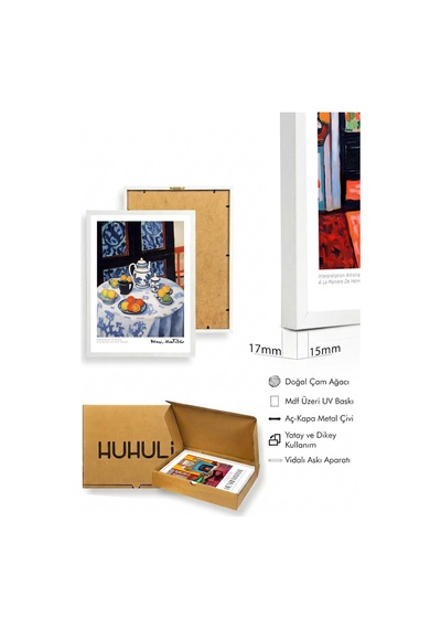 Beyaz Ahşap Çerçeveli Henri Matisse Tablo Seti Huhu540