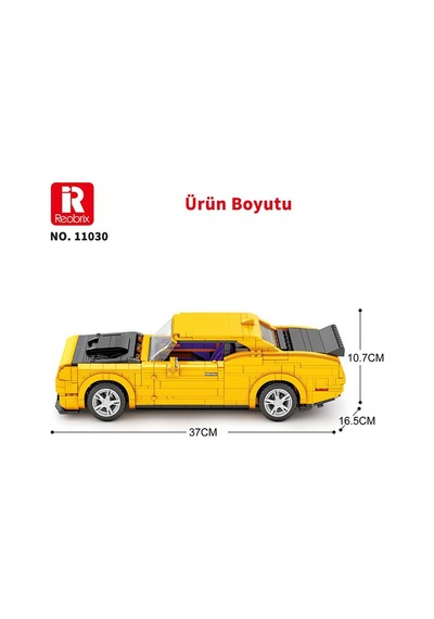 Reobrix Technic 11030 1/12 Dodge Challenger Hellcat Araba Yaratıcı Yapı Blok Seti Building Blocks - 1740 Parça
