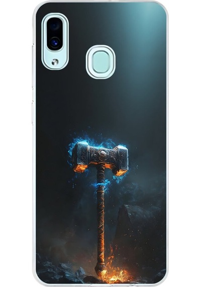 Samsung Galaxy A30 Uyumlu Şeffaf Kılıf Çekiç Tasarımlı