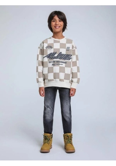 Jack Lions Erkek Çocuk Best Race Yazılı İnce Şardonlu 2 İplik Sweatshirt-14258 Bej